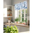thumbnail image 3 of Spring Floral Valances for Windows, Watercolor Blue Flower Rod Pocket Kitchen Window Curtain Valance, Blue Leaves Botanical Window Treatment Valance Curtains for Kitchen Living Room Bathroom, 54"x18", 3 of 6