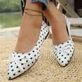 thumbnail image 5 of Puyaiuu Womens Vintage Pointed Toe Polka Dot Bow Flat Slip On Loafer Shoes Daily Fashion Footwear White 39 Gift, 5 of 9