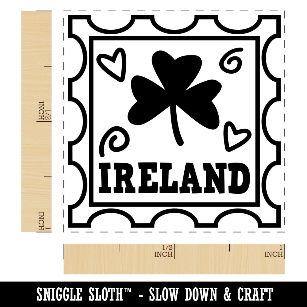 Ireland Shamrock Passport Travel Self-Inking Rubber Stamp Ink Stamper - Blue Ink - Small 1 Inch