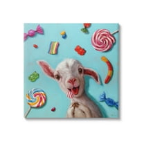 Stupell Industries Happy Sheep with Candy Animals & Insects Painting Gallery Wrapped Canvas Print Wall Art, 30 x 30