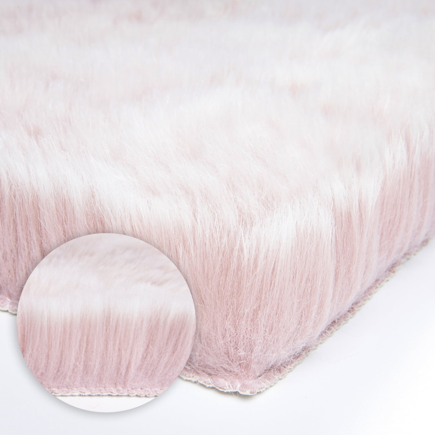 Phantoscope Ultra Soft Faux Fox Fur Series Decorative Indoor Area Rug 3x5 Feet Rectangle, Pink with White Tip, 1 Pack
