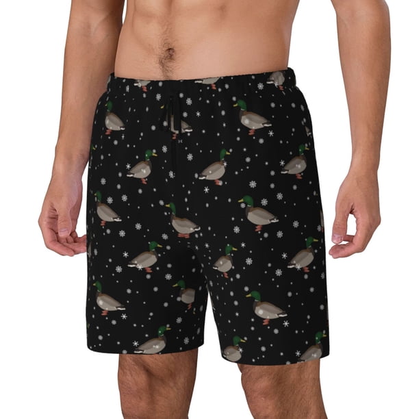 Balery Mallards And Snowflakes Bañador para hombre, shorts de playa de secado rápido con entrepierna y forro de compresión-XX-Large