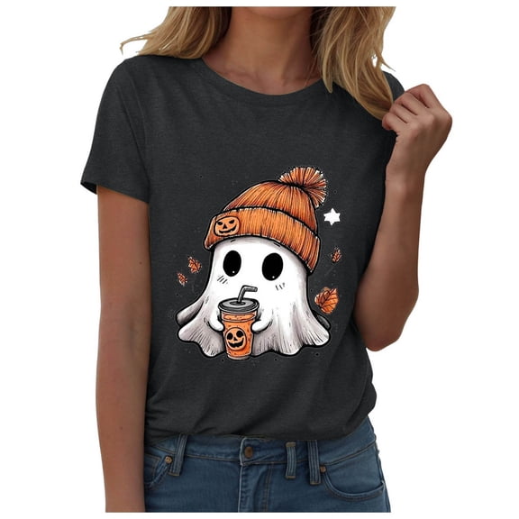 Akiihool Halloween Hawaiian Shirt Halloween Shirts Womens Witch Tshirts They Missed One Shirt Spooky Tee Tops Grey,S