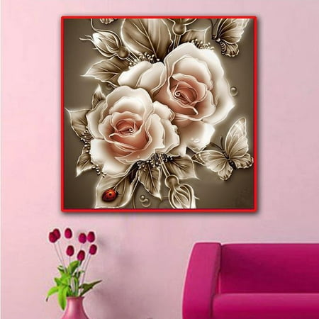 5D DIY Diamond Retro Flower Embroidery Painting Cross Stitch Kit Home Wall Decor (Without
