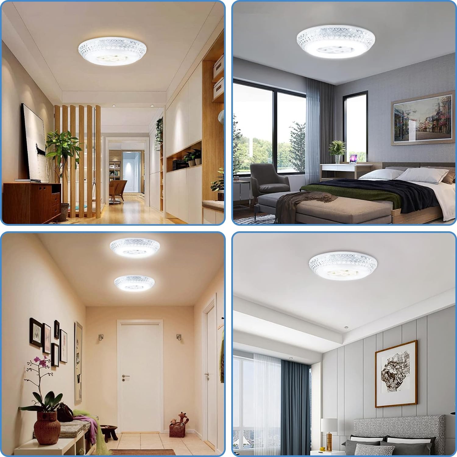 OUSIDE LED Ceiling Light 48W,E27 LED Ceiling Light RGB,LED Lamps Ceiling Lights,4 Light Modes,LED Ceiling Light Flat