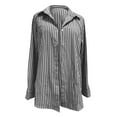 thumbnail image 3 of Yigetop Shirts for Women Women's Casual Striped Long Sleeved Button Up Shirt Top Tops for Women Trendy Black XL, 3 of 3