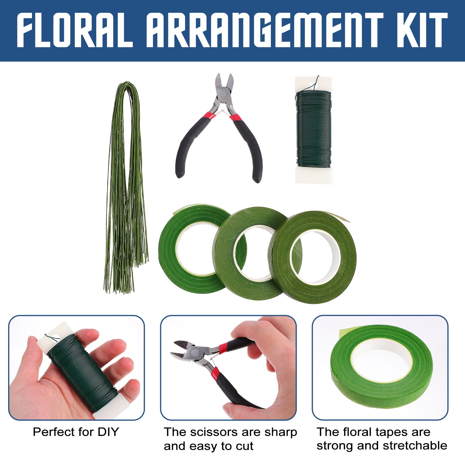 DRAFIDEEP Floral Arrangement Tools Kit Dark Green For Wedding Bouquet And Home Decor 2 Sets