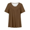 thumbnail image 1 of Timegard Hauts Grande Taille pour Femmes Manches Courtes Col Rond Froncé Confortable Décontracté Ample Blouse Tee Basique, 1 of 4