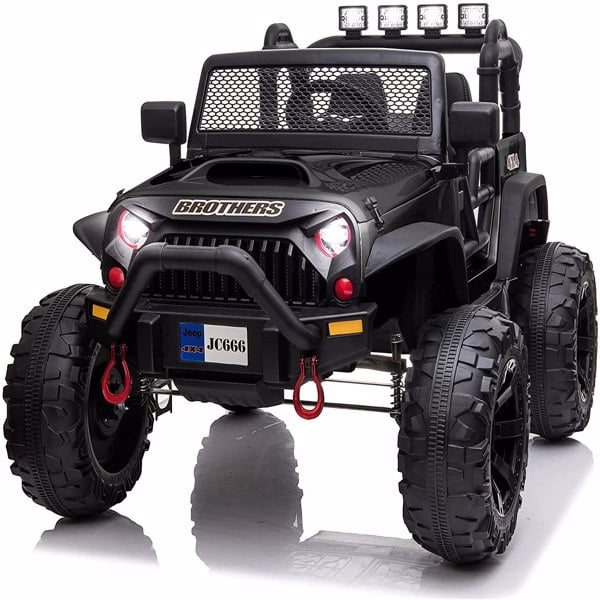 48.4" Large Ride On Car for Kids with 2 Seats, Remote Control, 14" Large Suspension Wheels, LED Lights, Music, Bluetooth for Boys & Girl, Black