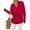 Red, variant on PRETTYGARDEN Womens Long Sleeve Quarter Zip Pullover Sweater Casual Loose V Neck Collared Ribbed Knit Jumper Tops Thumb Hole