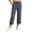 Dark Gray, variant on Womens Solid Eyelet Hollow Hem Straight Leg Cropped Capri Pants Large Side Patch Pockets Elastic Drawstring High Waist Loose Fit Mid Calf Breathable Casual Trouser Bottoms