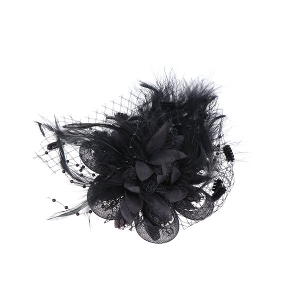 HOOWIFFY 1Set Black Flower Shape Mesh Hair Fascinator Clip for Wedding and Church