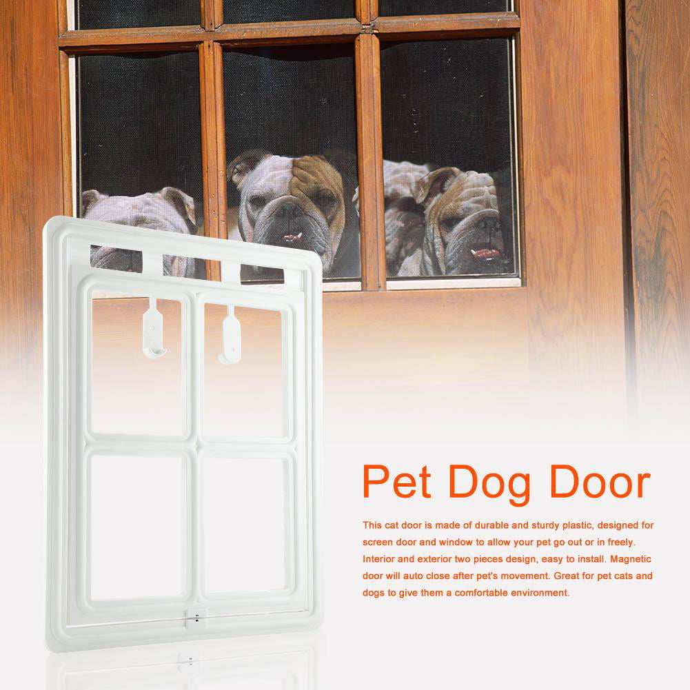 Mgaxyff Plastic Pet Dog Puppy Cat Door Magnetic Locking Safe Flap for  Screen Window Gate, Cat Door for Screen Door, Cat Door - Walmart.com
