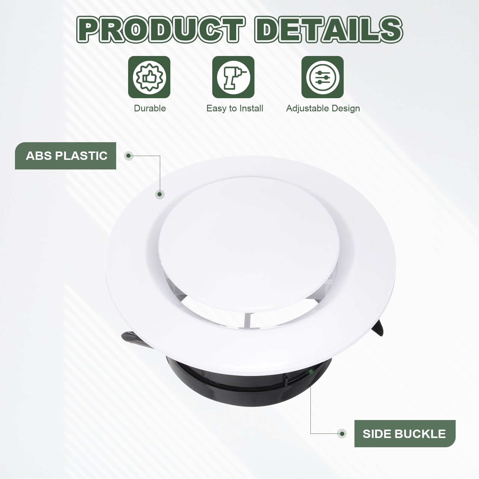 Uxcell 4 Inch Round Air Vent Cover, 4Pcs ABS Adjustable Soffit Vents, White