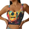 thumbnail image 1 of Fotbe World Map Guitar Illustration Sujetador Deportivo Largo sin Aros para Mujer con Almohadillas y Soporte Medio, Transpirable y Absorbente, Camiseta Tipo Chaleco o Tank Top-XX-Large, 1 of 8