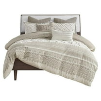 Pemberly Row 3-piece Cotton Full/Queen Duvet Cover Set with Chenille in Brown