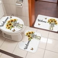 thumbnail image 5 of Sunflower Welcome Bathroom Rugs Set Butterfly Black White Plaid Bow Non Slip Absorbent Soft Bath Mats 3 Piece Set with Bathroom Rug, U-Shaped Floor Mat, Toilet Seat Cover Small Size, 5 of 9