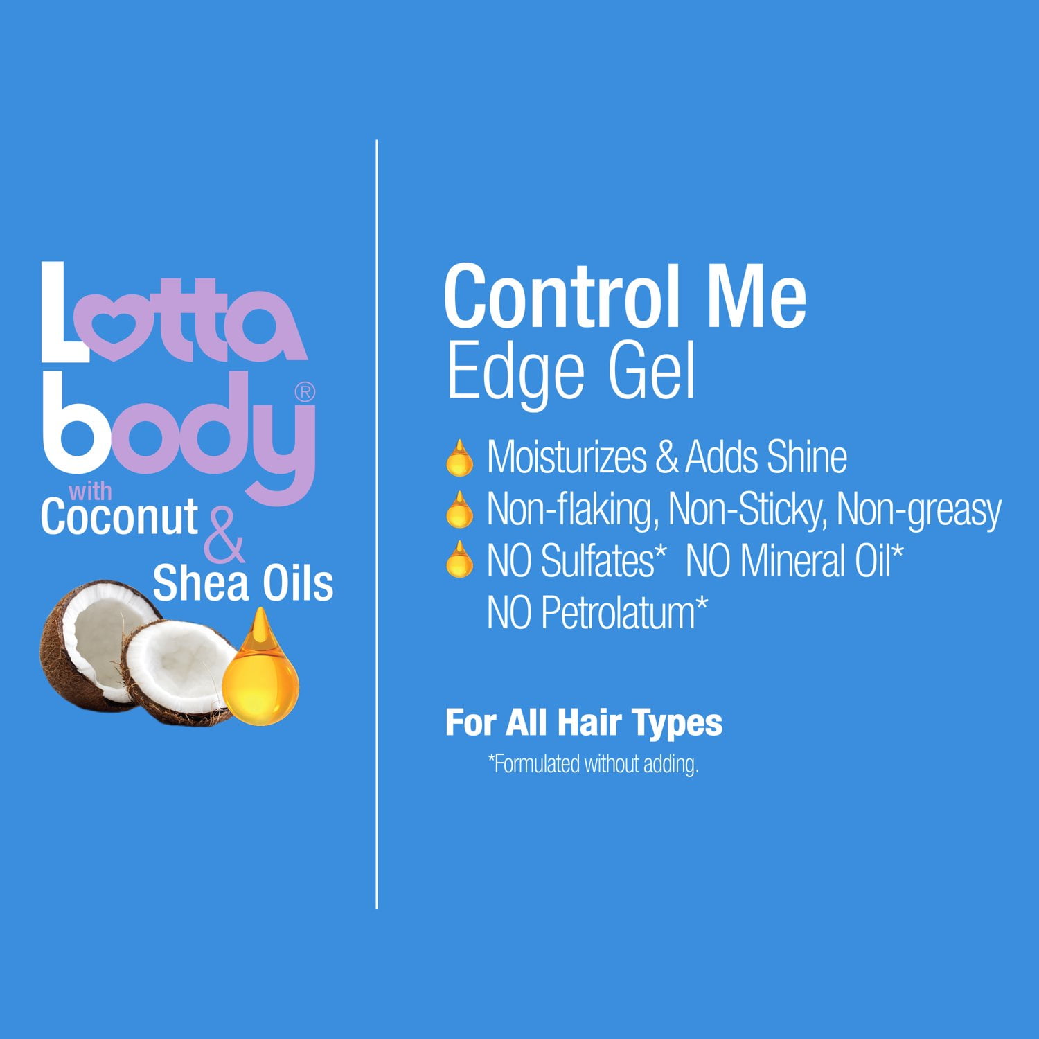 Lottabody Edge Control Hair Styling Gel with Coconut & Shea Oils, 2.25 oz 