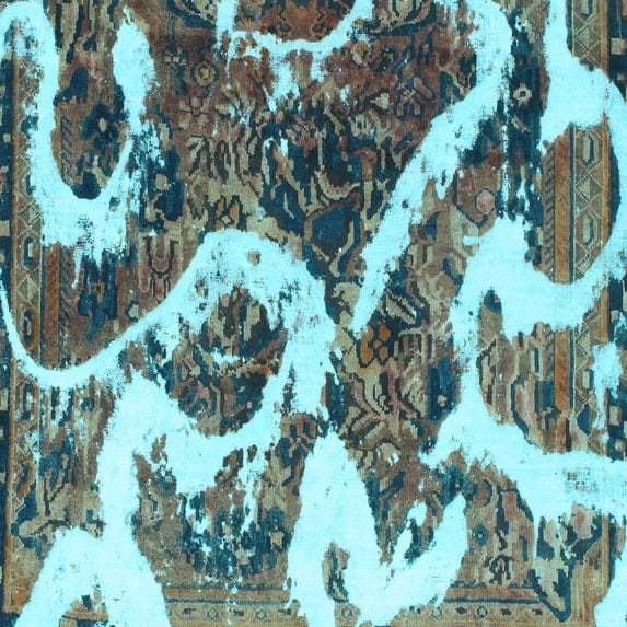 Ahgly Company Indoor Square Oriental Light Blue Modern Area Rugs, 3' Square