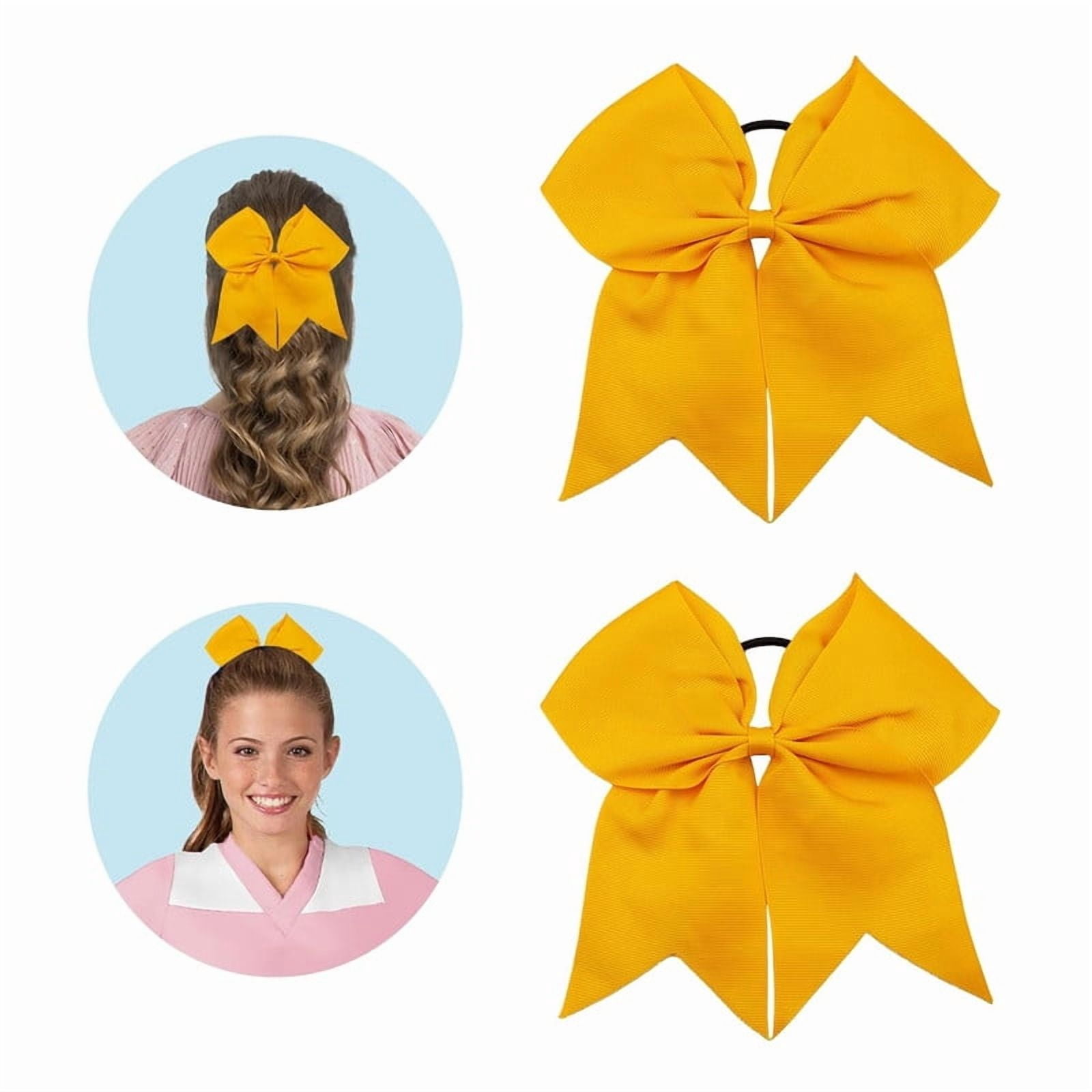 Vorkoi 2PCS Large Cheer Bows for Cheerleaders Hair Bows for Girls Softball Hair Bows Teen Girls College Sports Elastic Ponytail Holder School Cheerleading Hair Accessories 8 Inch Bows for Girls