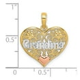 thumbnail image 6 of Auriga Fine Jewelry 14K Two-tone Gold White Rhodium GRANDMA In Filigree Heart Charm Pendant for Women (L -23.5 mm, W-19.3 mm), 6 of 6