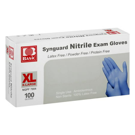 Synguard Nitrile Exam Gloves, Blue, X-Large, Box of 100, NGPF7004