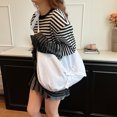 thumbnail image 3 of Bolso Bandolera Lona Con Lazo para Mujer Bolso Hombro Bolso Hobo para Exteriores (blanco), 3 of 9