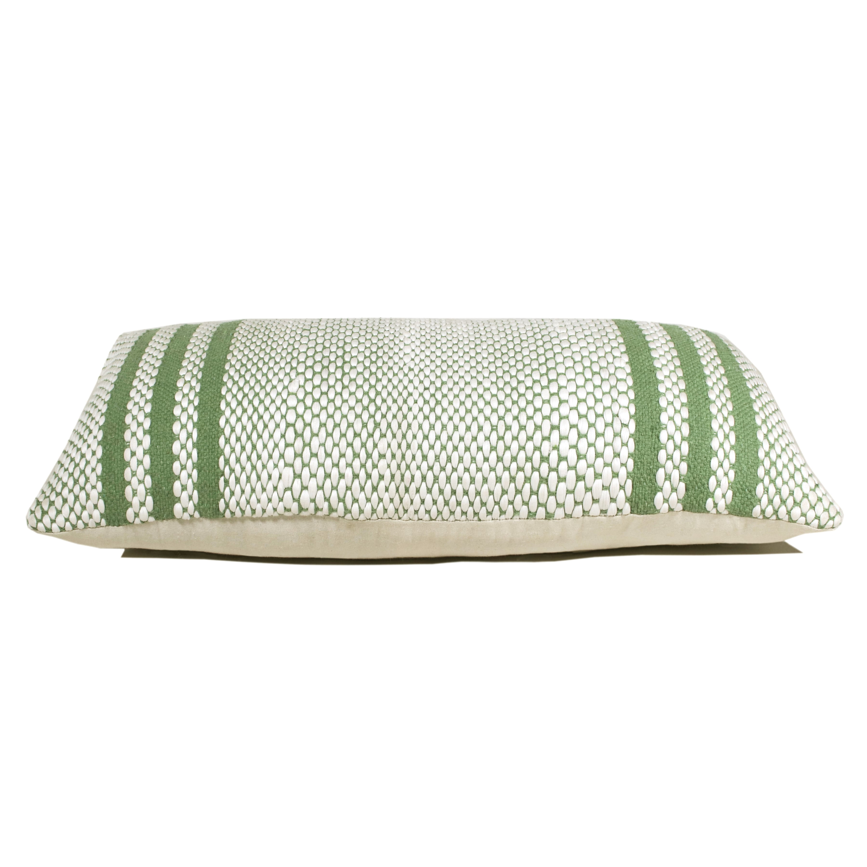 Ox Bay Indoor Striped Handwoven Lumbar Throw Pillow, Jade Green / White, 14" x 36", Count per Pack 1
