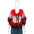 thumbnail image 7 of Lace Mesh Feather Cape Shawl, Red Gothic Shoulder Wrap, 192x46cm, 7 of 7