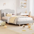 thumbnail image 2 of Kojooin Bed Frame for Kids with Adjustable Headboard, Upholstered Platform Bed for Girls in Boucle Fleece, No Box Spring Needed, 2 of 7