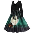thumbnail image 3 of Edvintorg Fall Wedding Guest Dresses Women's Vintage Dress Cute Print Long Sleeve V-Neck Halloween Evening Party Dresses, 3 of 6