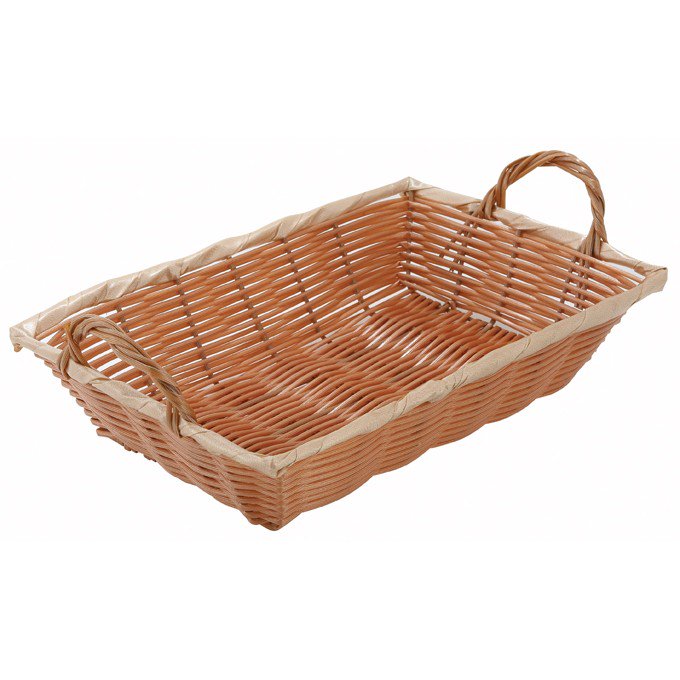 Poly Woven Basket, Rectangular w/Handles, 12" x 8" x 3", Natural