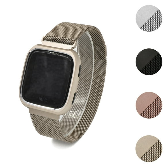 StrapsCo Stainless Steel Milanese Mesh Watch Band Strap with Case Protector for Fitbit Versa - Small/Large
