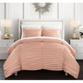 thumbnail image 1 of Chic Home BCS11633-BIB-US Karrie 7 Piece Comforter Set Contemporary Striped Ruched Ruffled Design Bed in a Bag - Sheet Set Pillowcases Decorative Pillow Shams Included, Queen - Coral, 1 of 1