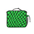 thumbnail image 3 of Green and Black Wavy Checkered Insulated Lunch Bag with Shoulder Strap and Bottle Holder,Bento School Lunch Bag Box,11x9.5x3.5 Inches, 3 of 5