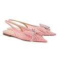 thumbnail image 2 of XYD Women Layered Bowknot Crystal Studs Flats Pointed Toe Elastic Slingback Shoes Gorgeous Prom Bridal Sandals Size 7 Pink, 2 of 4