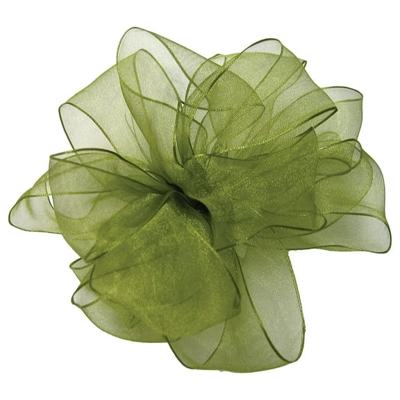 Offray Wired Edge Encore Sheer Craft Ribbon, 5/8-Inch Wide by 25-Yard Spool, Basil