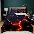 thumbnail image 4 of Geometric Duvet Cover Multicolor Honeycomb Hexagon Bedding Set Geometric Theme Metal Texture Streamline Polyester Qulit Cover, 4 of 7