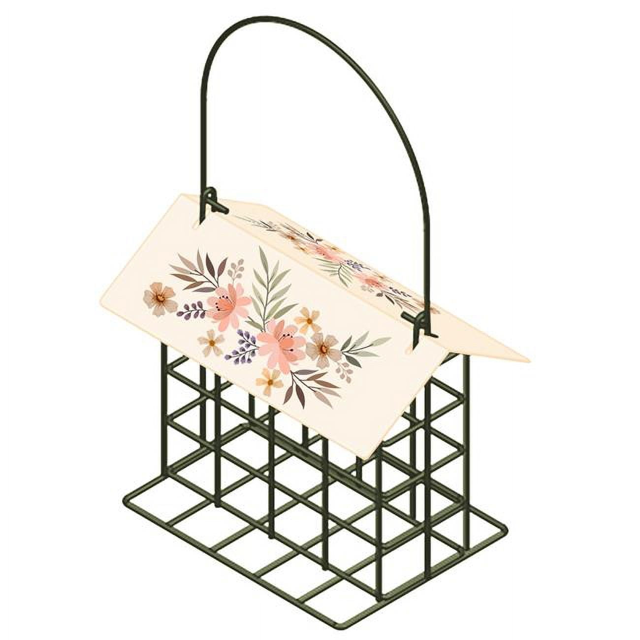 Natures Way 857517 1 Cake Wild Wings Metal Decorative Suet Cage Bird Feeder, Black