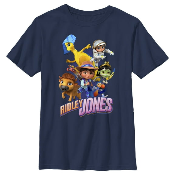 Boy's Ridley Jones Group Logo  Graphic Tee Navy Blue Medium