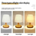 thumbnail image 4 of Table Lamps Table Lamp for Bedroom 3 Way Dimmable Nightstand Lamp with Round Flaxen Fabric Shade for Living Room Office Dorm,Solid Wood,Led Bulb Included, 4 of 9