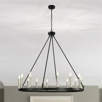 Grania 40 in. 12-Light Indoor Matte Black and Brass Finish Chandelier with Light Kit