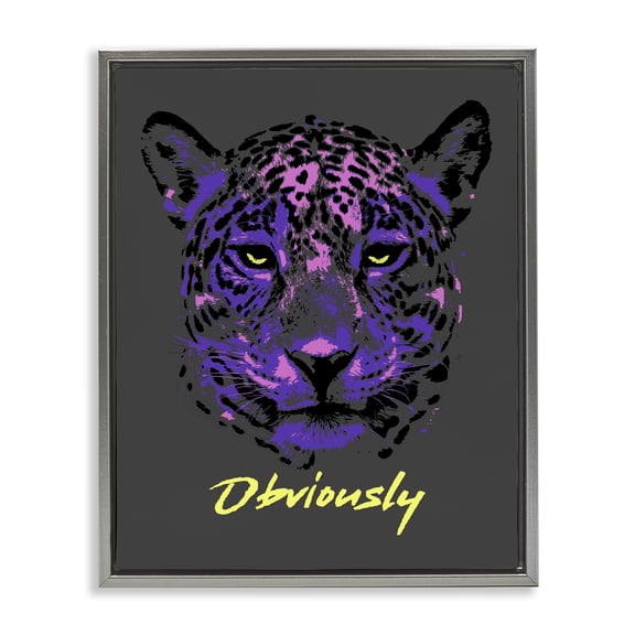 Stupell Industries Art Deco Obviously Purple Leopard Gray Floating Frame Canvas Art, 17 x 21, by House of Lulu