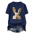 thumbnail image 4 of Tops de Cuello Alto para las Mujeres Amante Impreso Camiseta Cuello Redondo Manga Corta, Poliéster Spandex, 4 of 7