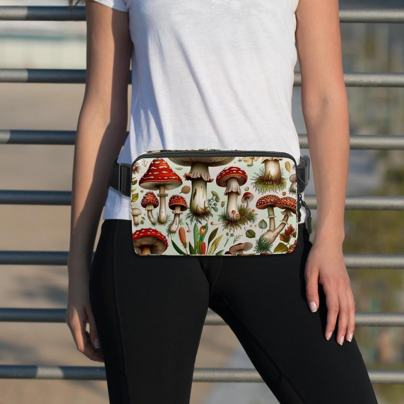 Mushrooms Crossbody Bag Running Belt Belt Bag Lightweight Adjustable with Extension Strap Unisex