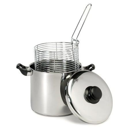 6 Quart Stainless Steel Stove Top Deep Fryer,Silver