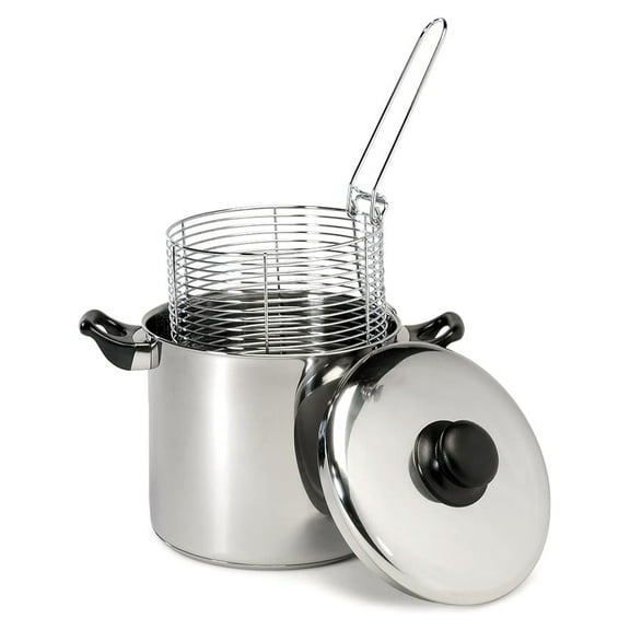 6 Quart Stainless Steel Stove Top Deep Fryer,Silver