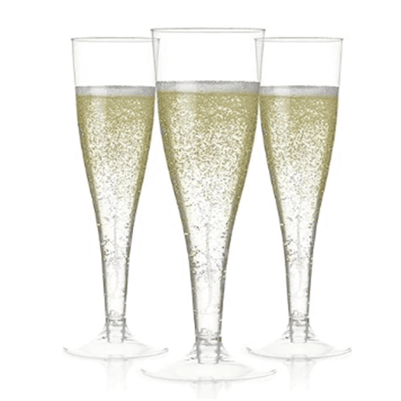 Set of 200 Plastic Champagne Flutes - Clear Champagne Glasses for Parties, Weddings, Events - 4.5 oz Disposable Drinkware - Elegant Stemware for Toasts Cocktails Mimosas