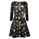 thumbnail image 1 of Vestido de fiesta de noche con mangas largas y diseño de calabazas para mujer, 1 of 3