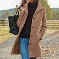 thumbnail image 2 of Trench Coat for Women Long Single Breasted Button-Front Pea Coat Wool Fall Winter Jacket Khaki S, 2 of 5